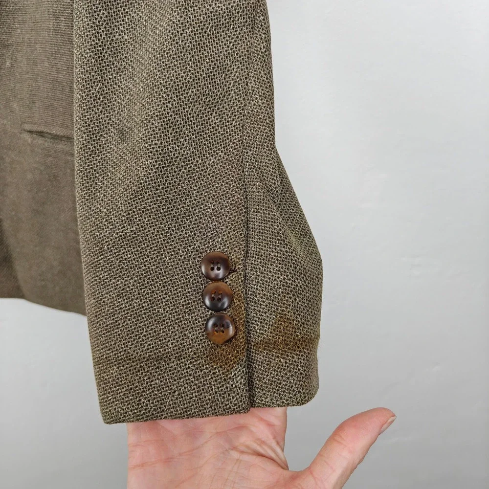 Canali Mens Blazer 50 40 US Brown Silk Wool Two Button Textured Italian Luxury